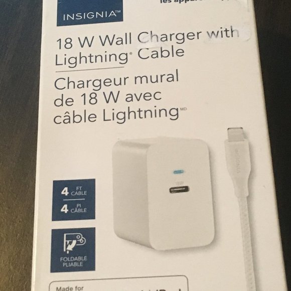 Insignia 18W Wall Charger with Lightning Cable - Picture 1 of 2